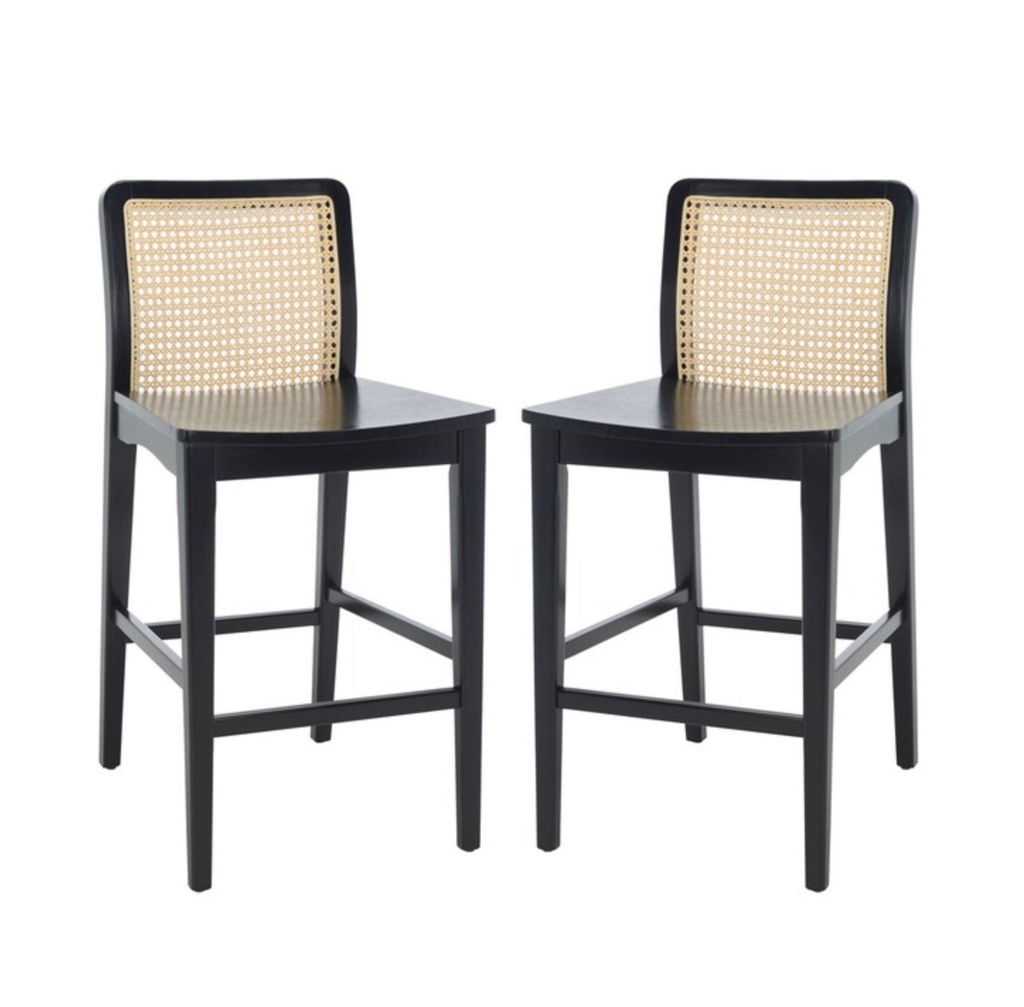 Benicio Rattan Negro Counter Stool Set de 2