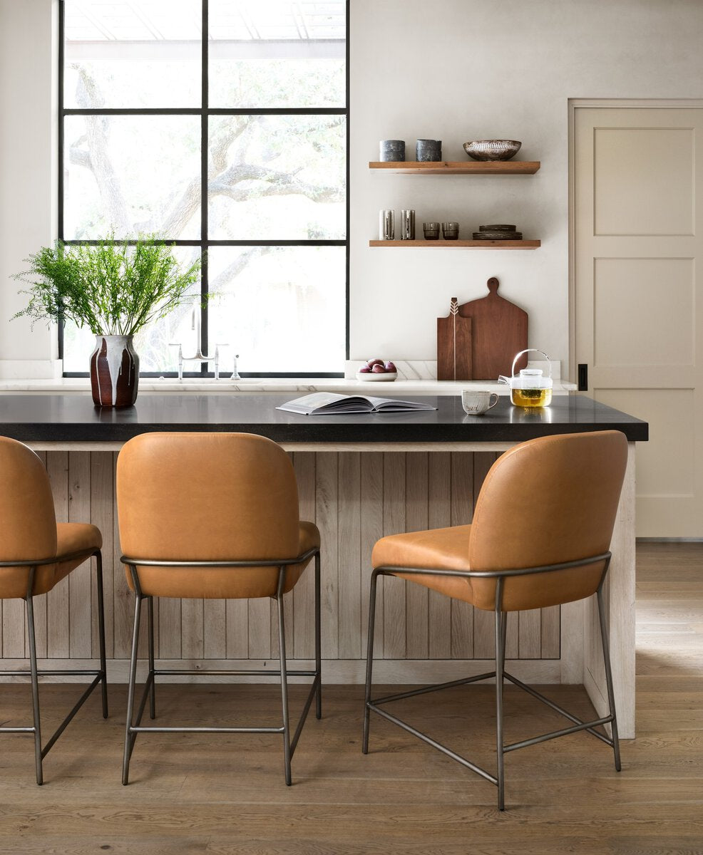 Astrud Cuero Sintetico Camel Bar Stool