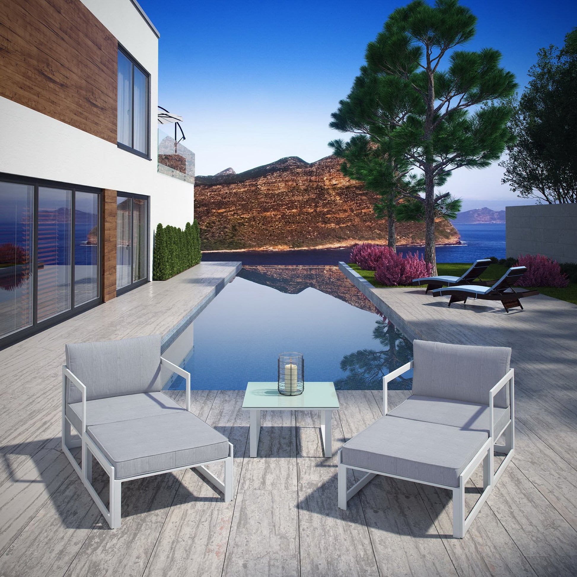 Fortuna 5 Piece Outdoor Patio Sectional sofá Set