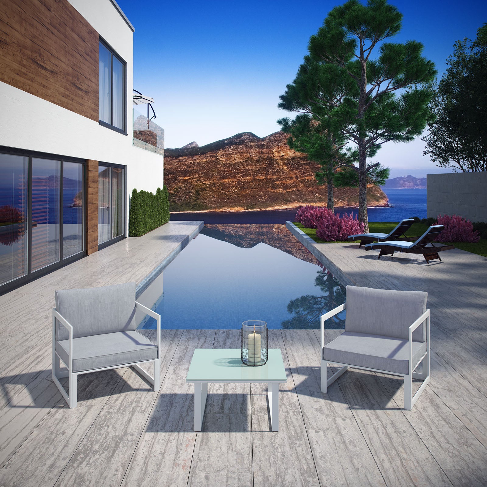 Fortuna 3 Piece Outdoor Patio Sectional sofá Set