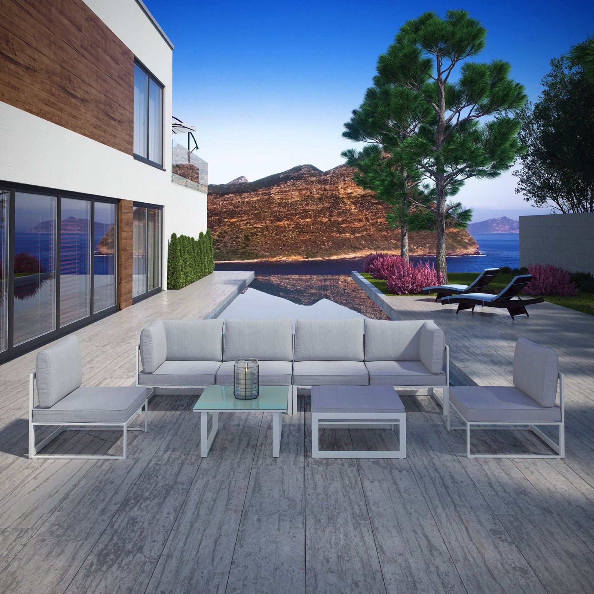 Fortuna 8 Piece Outdoor Patio Sectional sofá Set