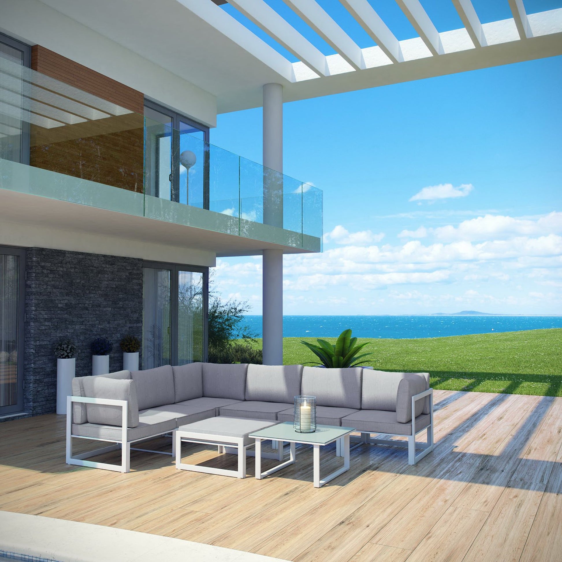 Fortuna 8 Piece Outdoor Patio Sectional sofá Set