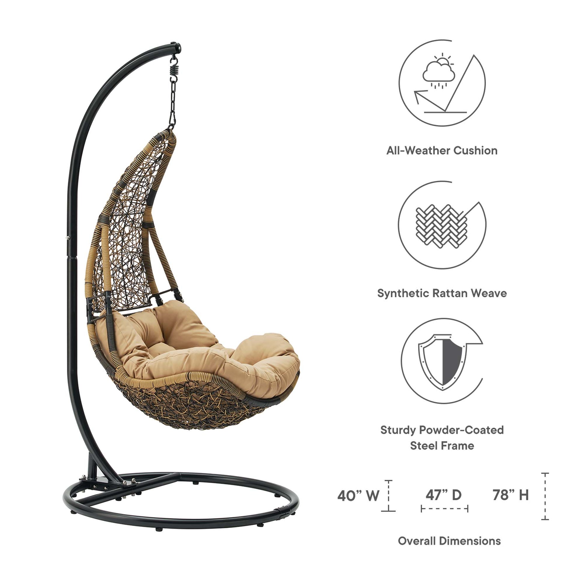 Abate Wicker Rattan Outdoor Patio Swing silla