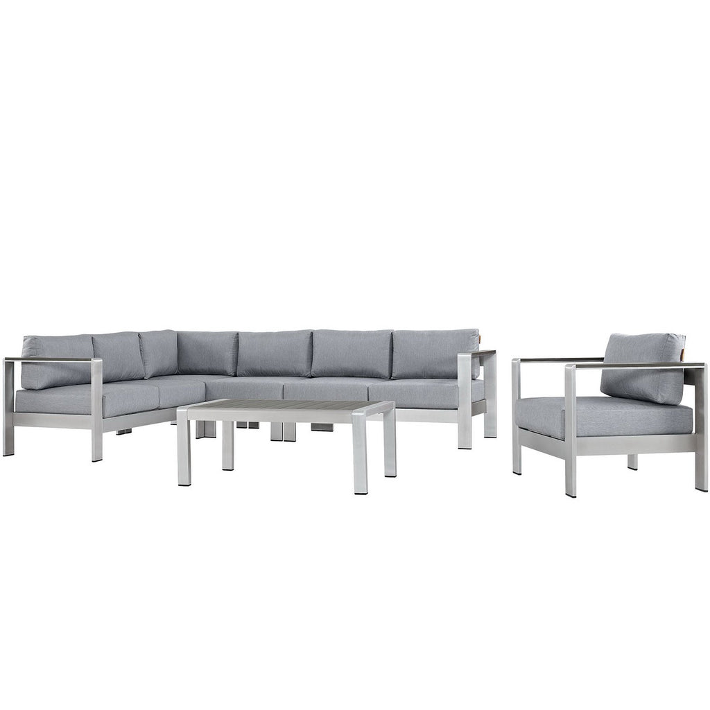 Shore 6 Piece Outdoor Patio Aluminum Sectional sofá Set