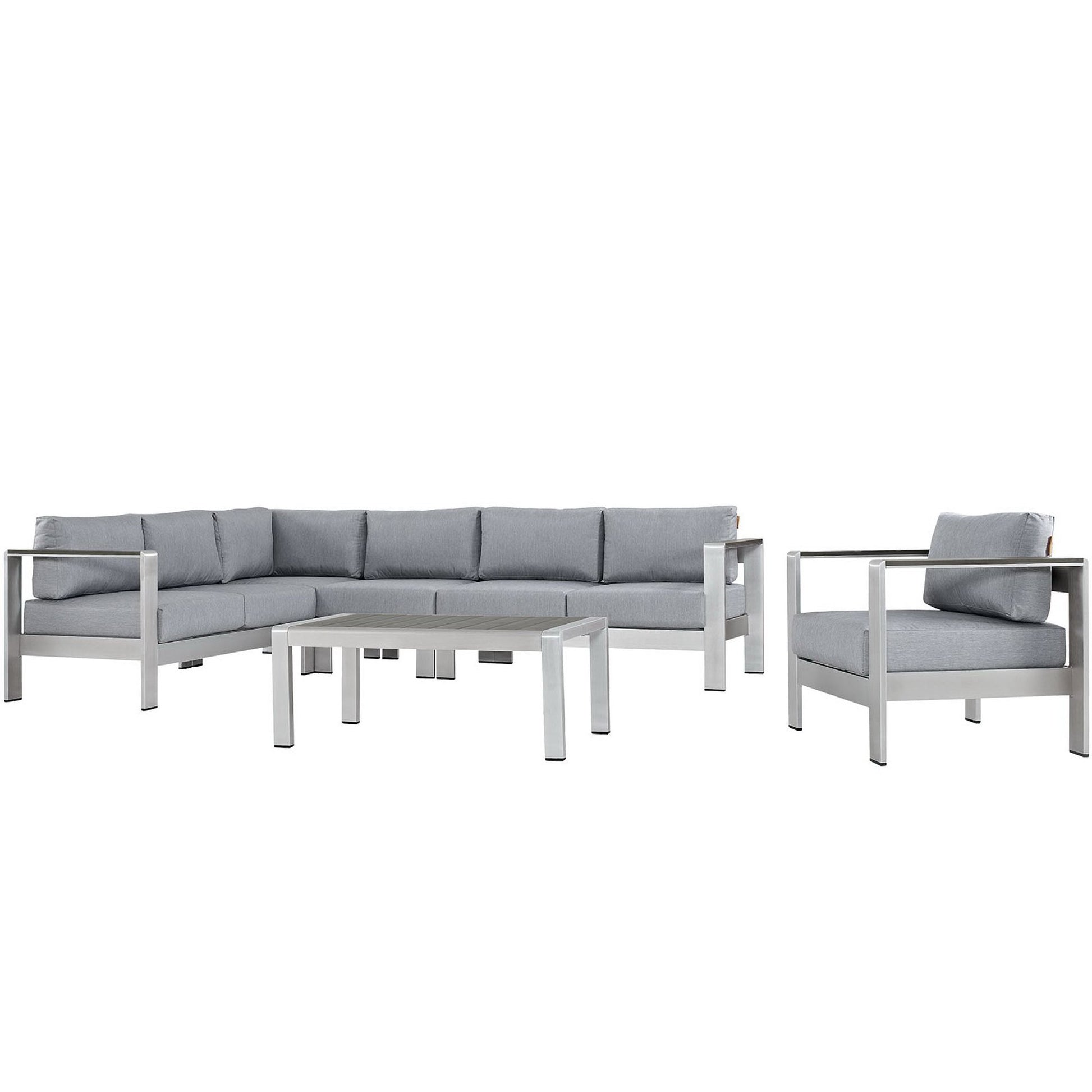 Shore 6 Piece Outdoor Patio Aluminum Sectional sofá Set