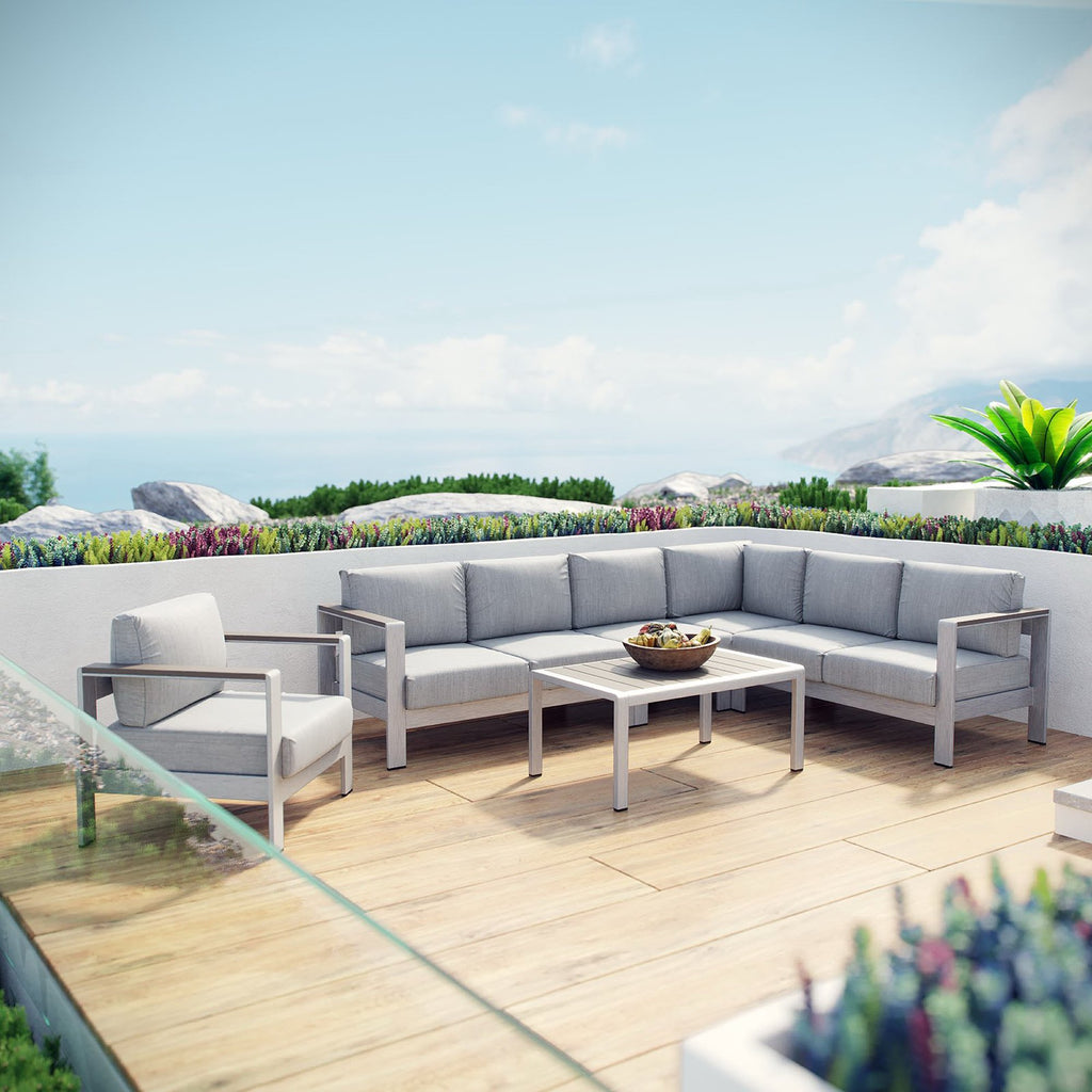 Shore 6 Piece Outdoor Patio Aluminum Sectional sofá Set