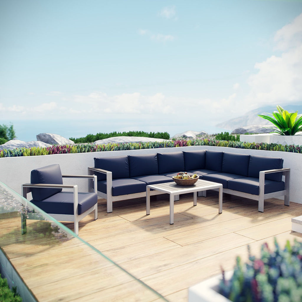 Shore 6 Piece Outdoor Patio Aluminum Sectional sofá Set