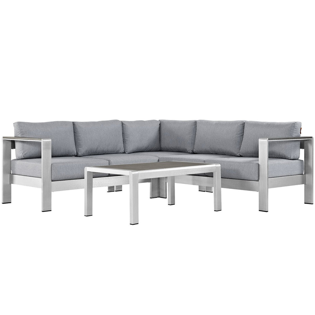 Shore 4 Piece Outdoor Patio Aluminum Sectional sofá Set