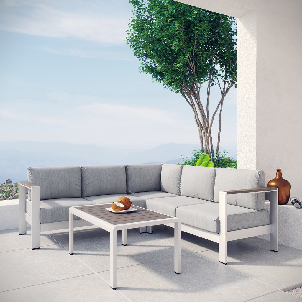 Shore 4 Piece Outdoor Patio Aluminum Sectional sofá Set