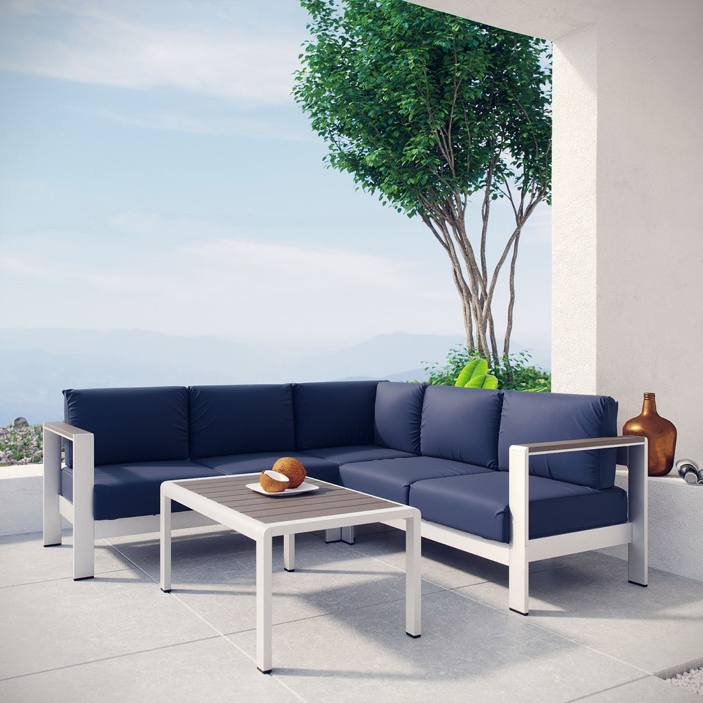 Shore 4 Piece Outdoor Patio Aluminum Sectional sofá Set