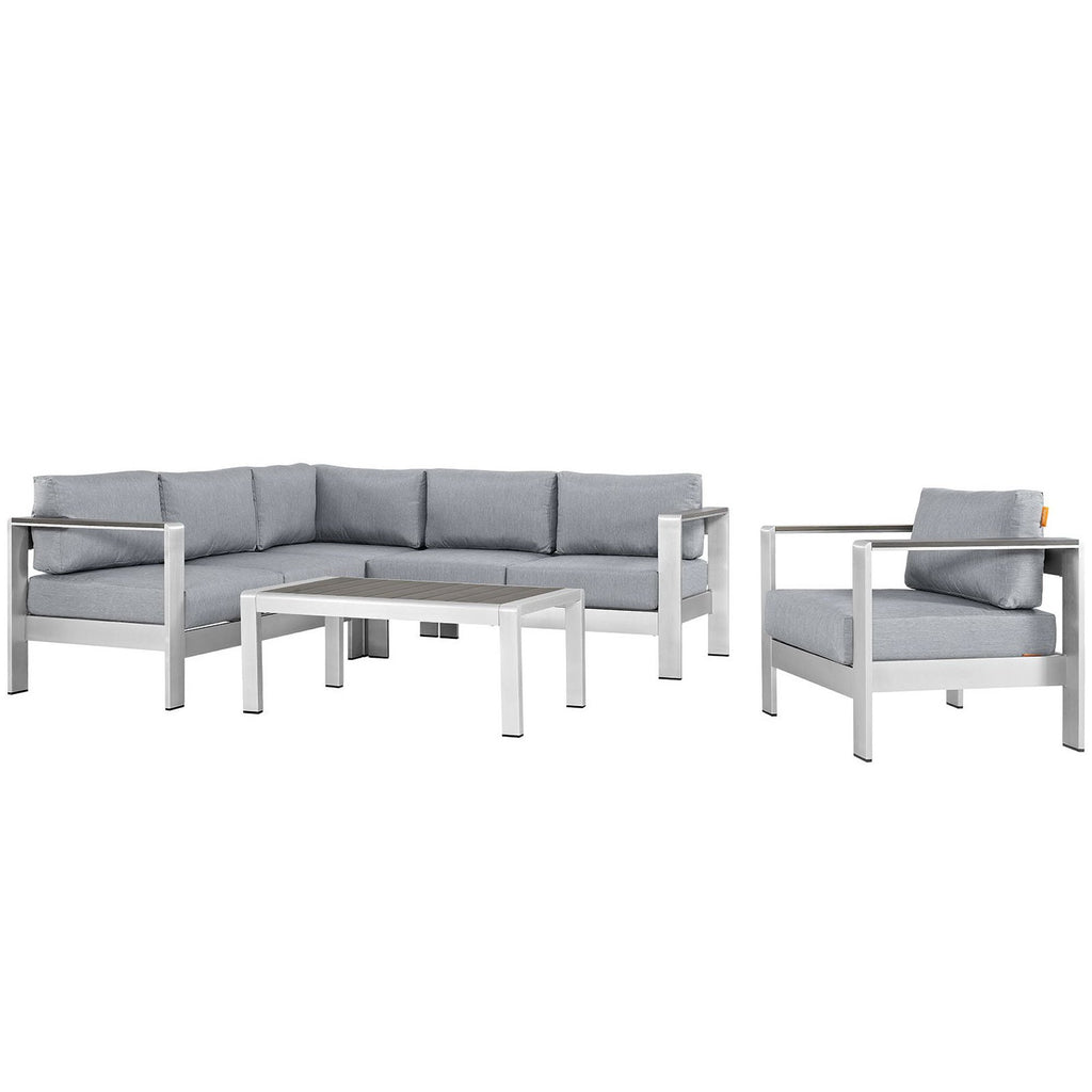 Shore 5 Piece Outdoor Patio Aluminum Sectional sofá Set