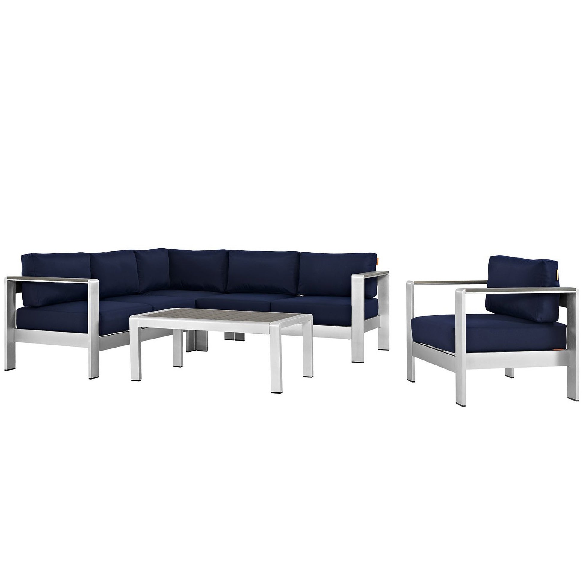 Shore 5 Piece Outdoor Patio Aluminum Sectional sofá Set