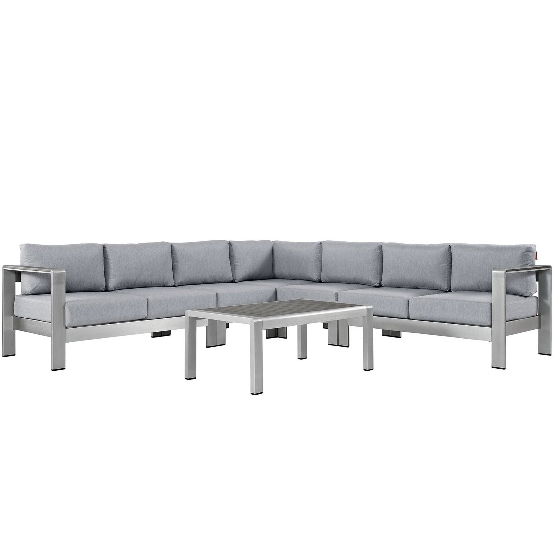 Shore 6 Piece Outdoor Patio Aluminum Sectional sofá Set