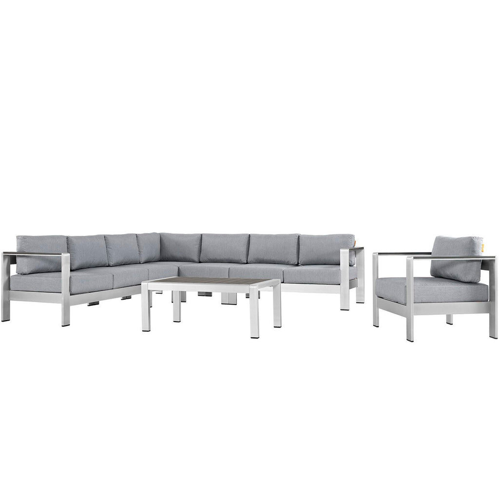 Shore 7 Piece Outdoor Patio Aluminum Sectional sofá Set