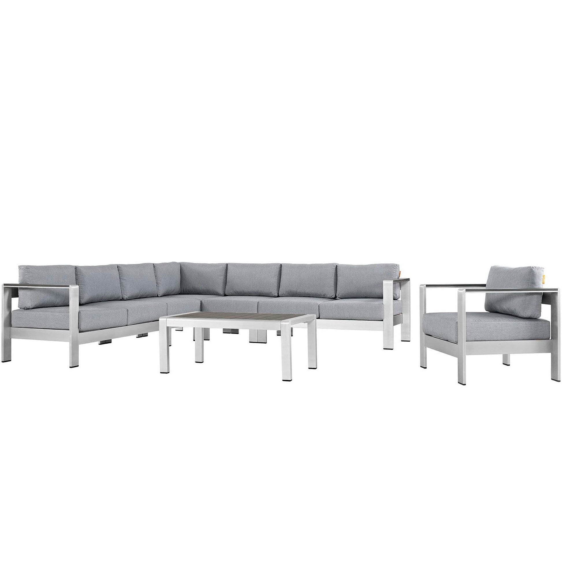 Shore 7 Piece Outdoor Patio Aluminum Sectional sofá Set