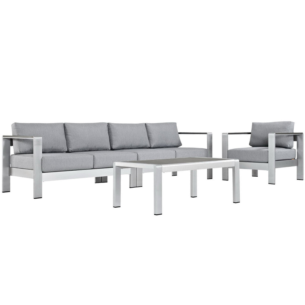 Shore 4 Piece Outdoor Patio Aluminum Sectional sofá Set