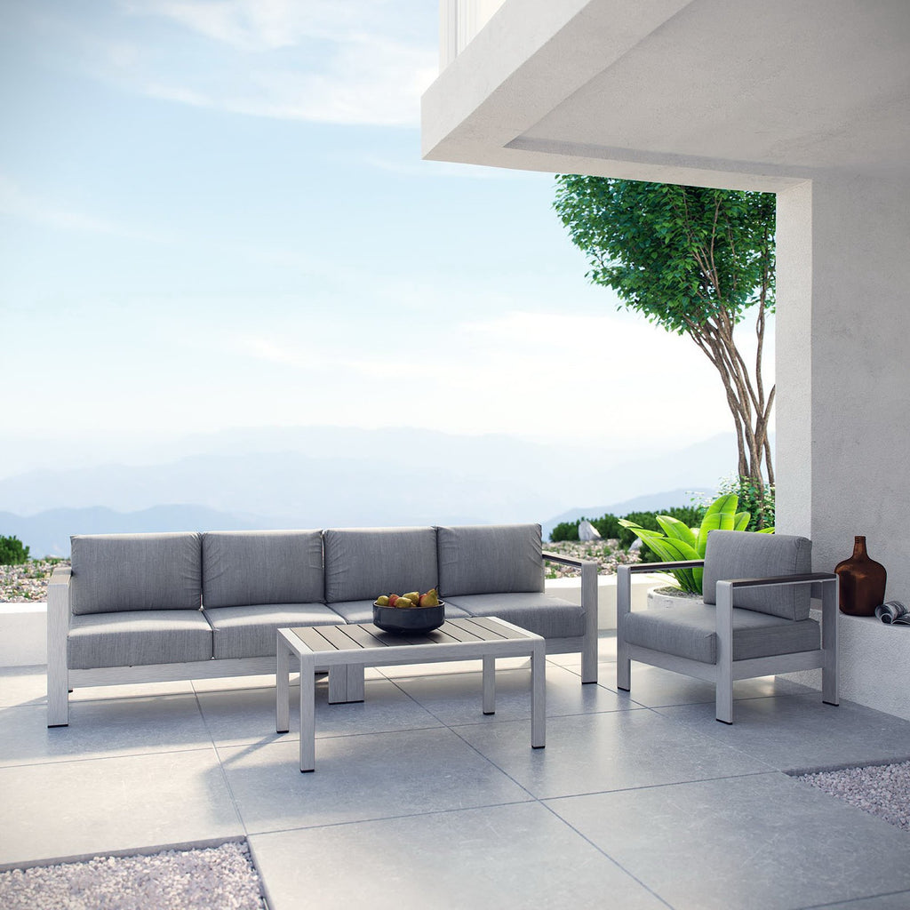 Shore 4 Piece Outdoor Patio Aluminum Sectional sofá Set