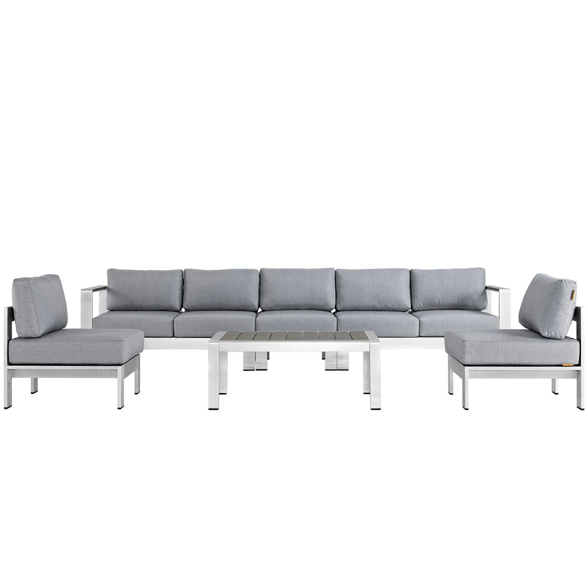 Shore 6 Piece Outdoor Patio Aluminum Sectional sofá Set