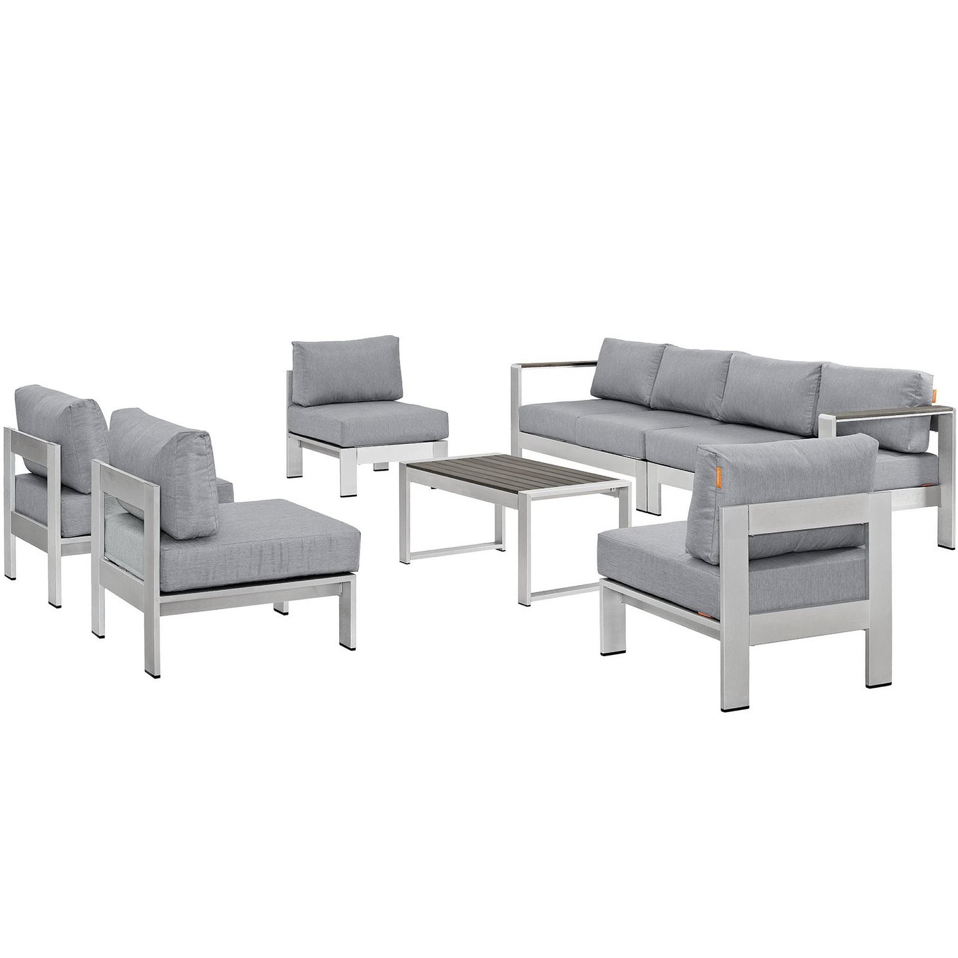 Shore 7 Piece Outdoor Patio Sectional sofá Set