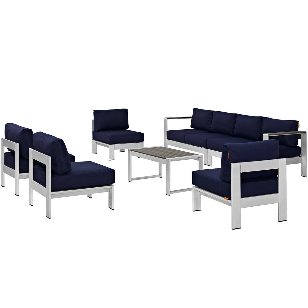 Shore 7 Piece Outdoor Patio Sectional sofá Set