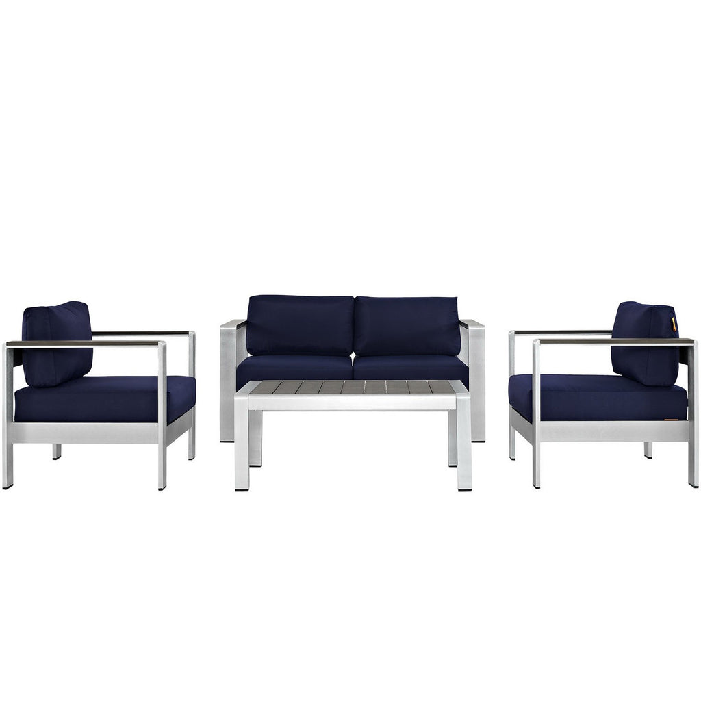 Shore 4 Piece Outdoor Patio Aluminum Sectional sofá Set