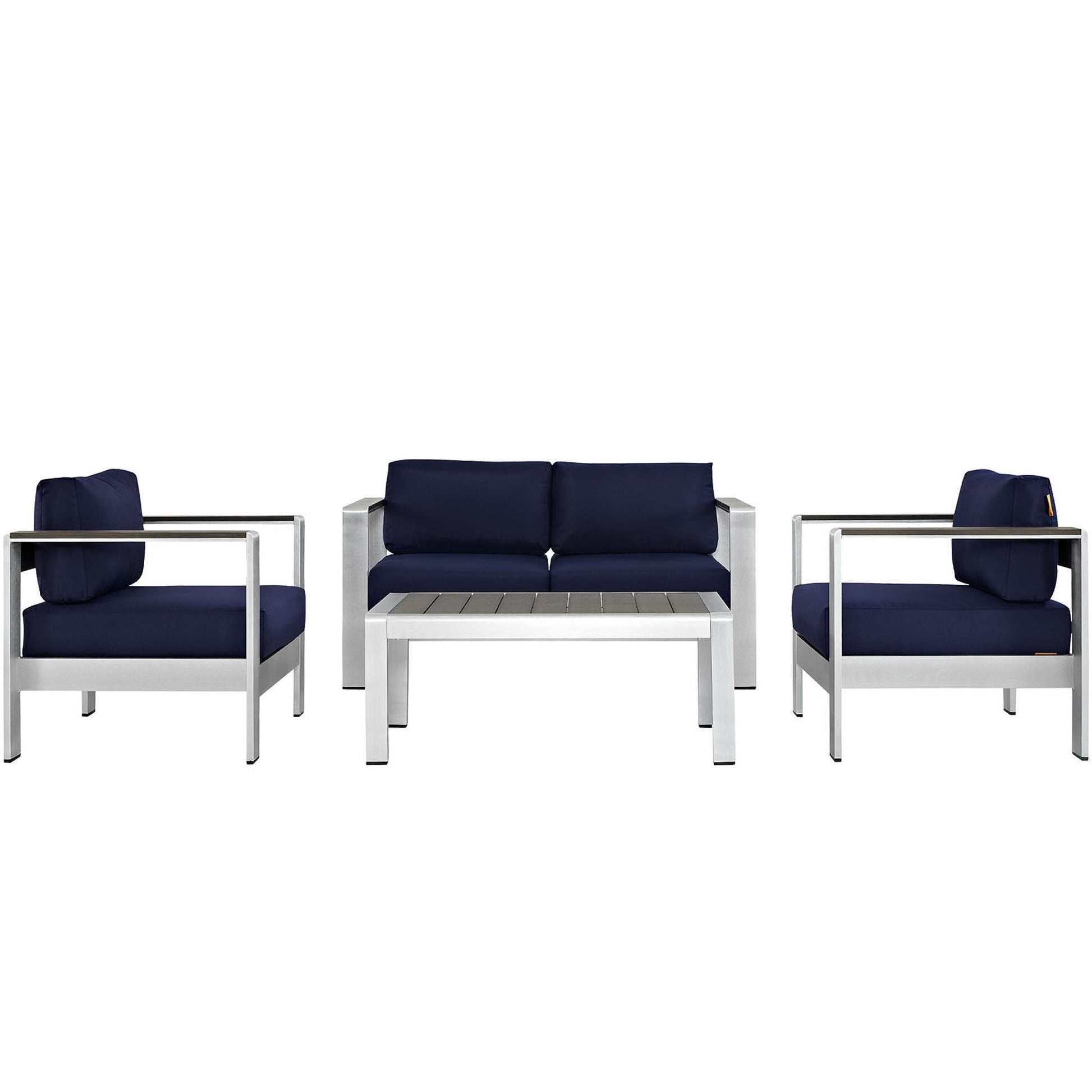Shore 4 Piece Outdoor Patio Aluminum Sectional sofá Set