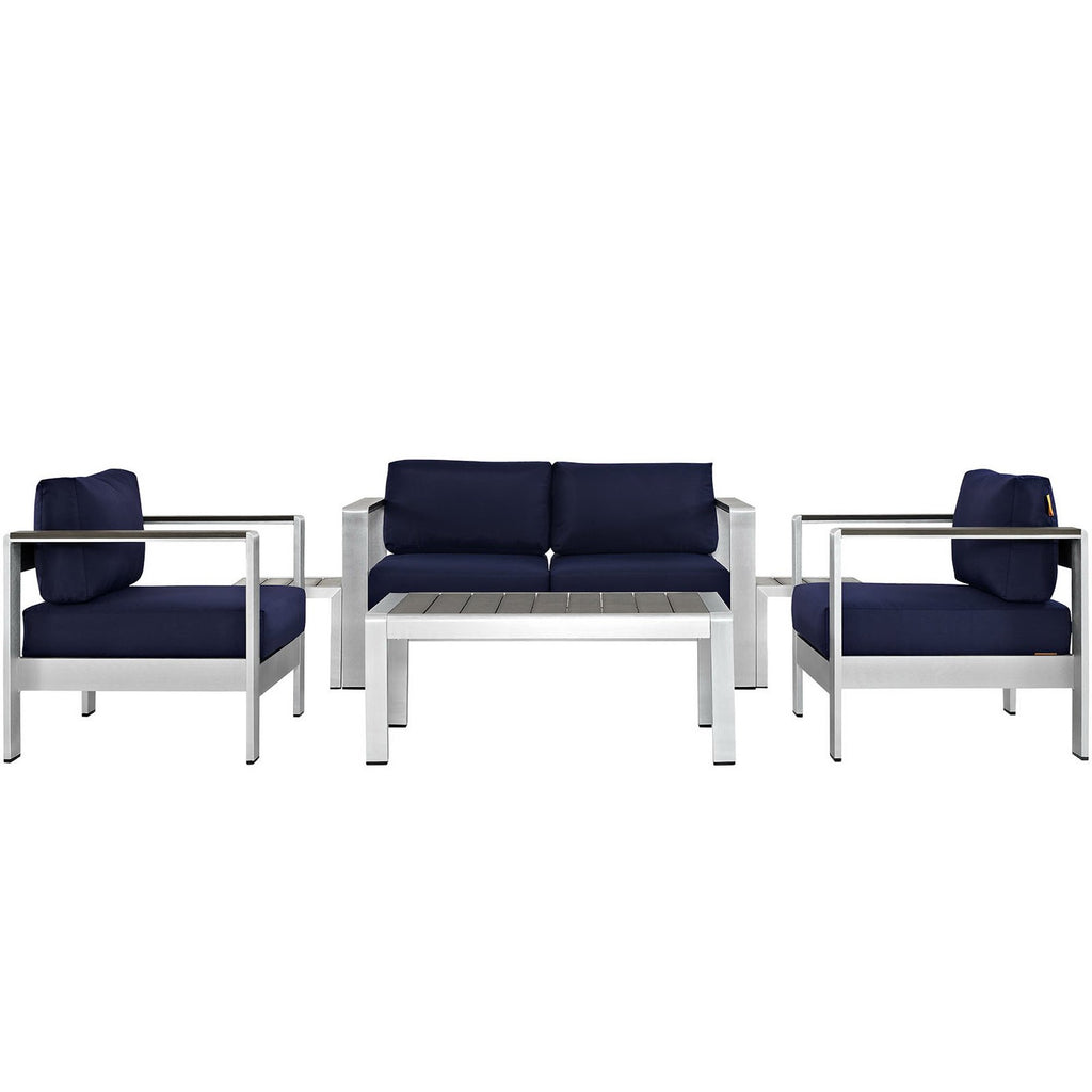 Shore 6 Piece Outdoor Patio Aluminum Sectional sofá Set