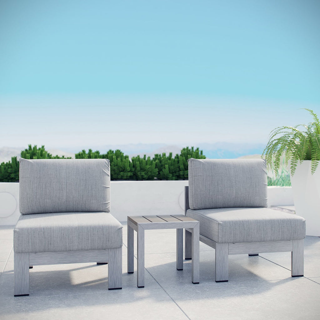Shore 3 Piece Outdoor Patio Aluminum Sectional sofá Set