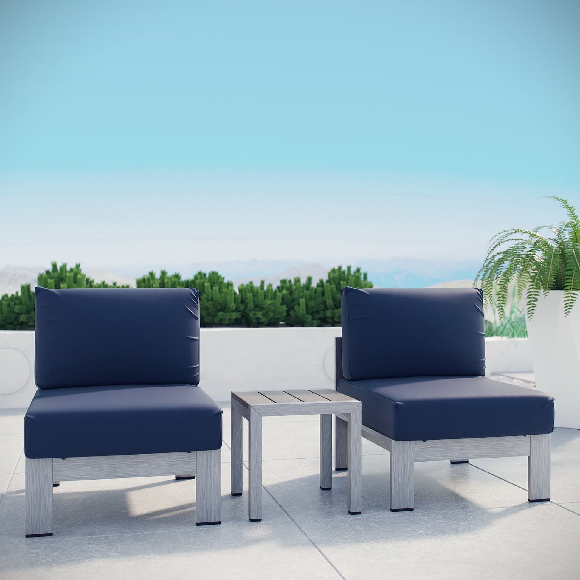 Shore 3 Piece Outdoor Patio Aluminum Sectional sofá Set