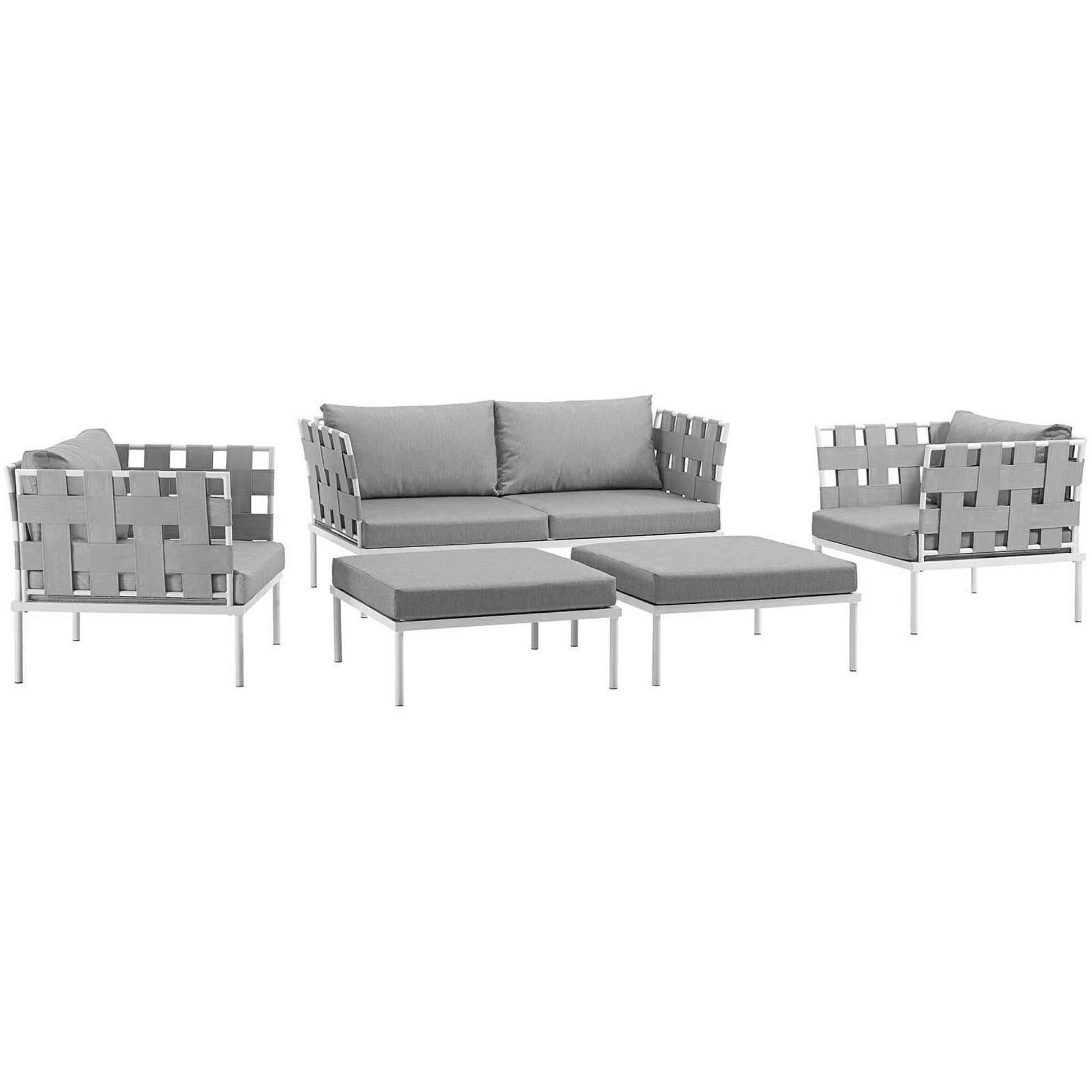 Harmony 5 Piece Outdoor Patio Aluminum Sectional sofá Set
