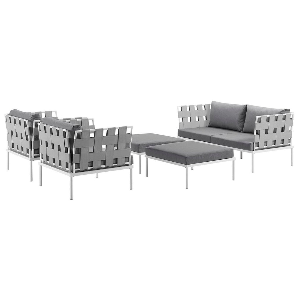 Harmony 5 Piece Outdoor Patio Aluminum Sectional sofá Set