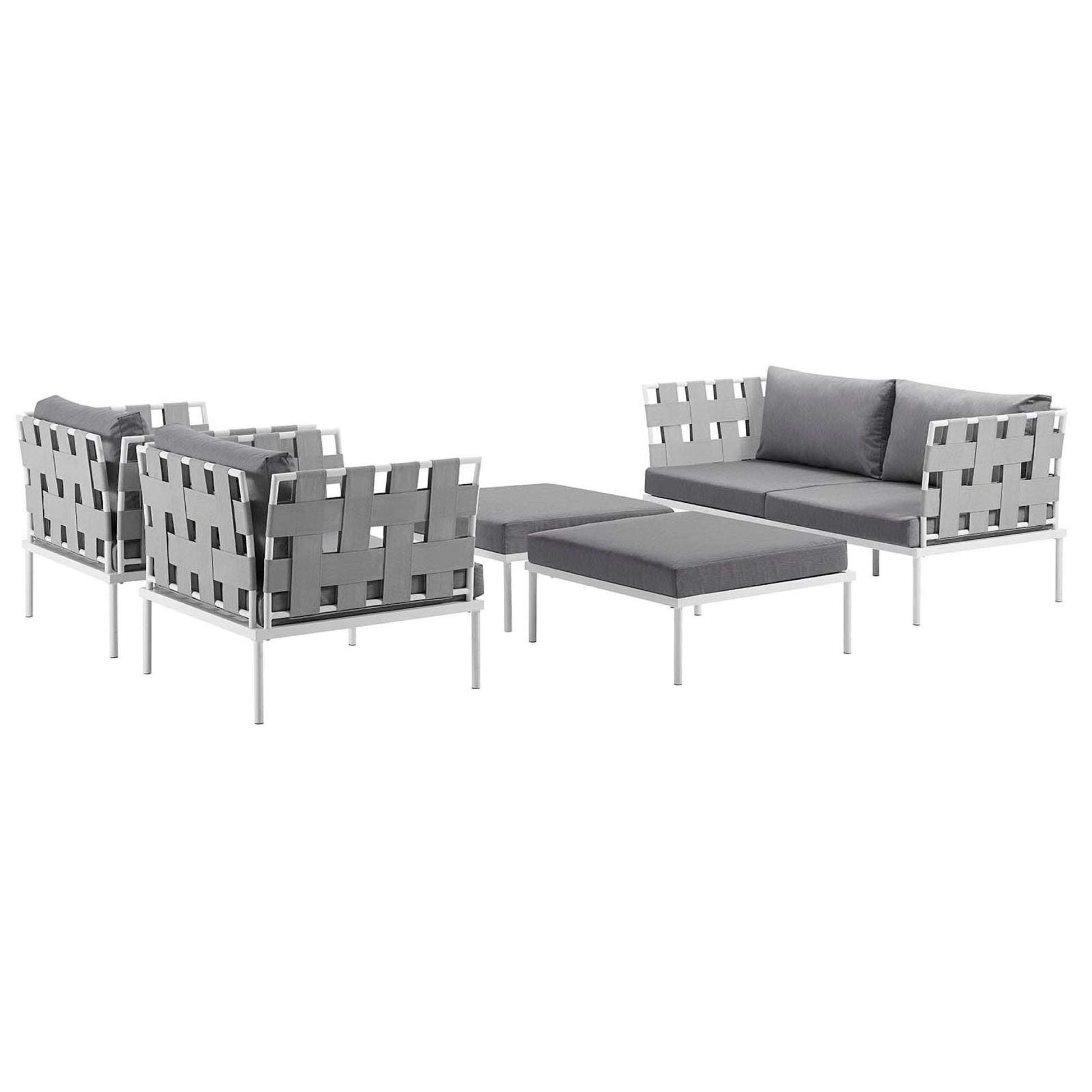 Harmony 5 Piece Outdoor Patio Aluminum Sectional sofá Set