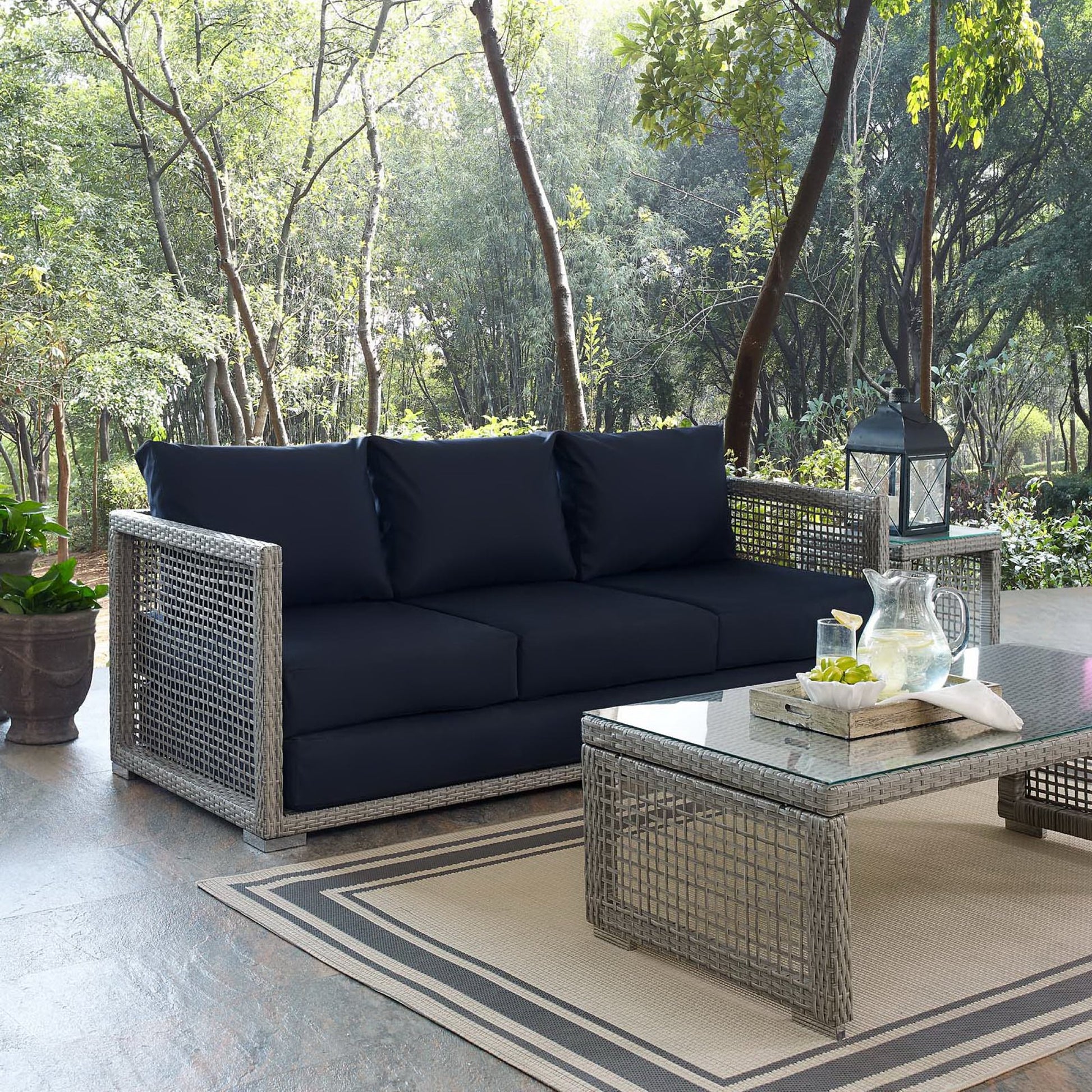 Aura Outdoor Patio Wicker Rattan sofá