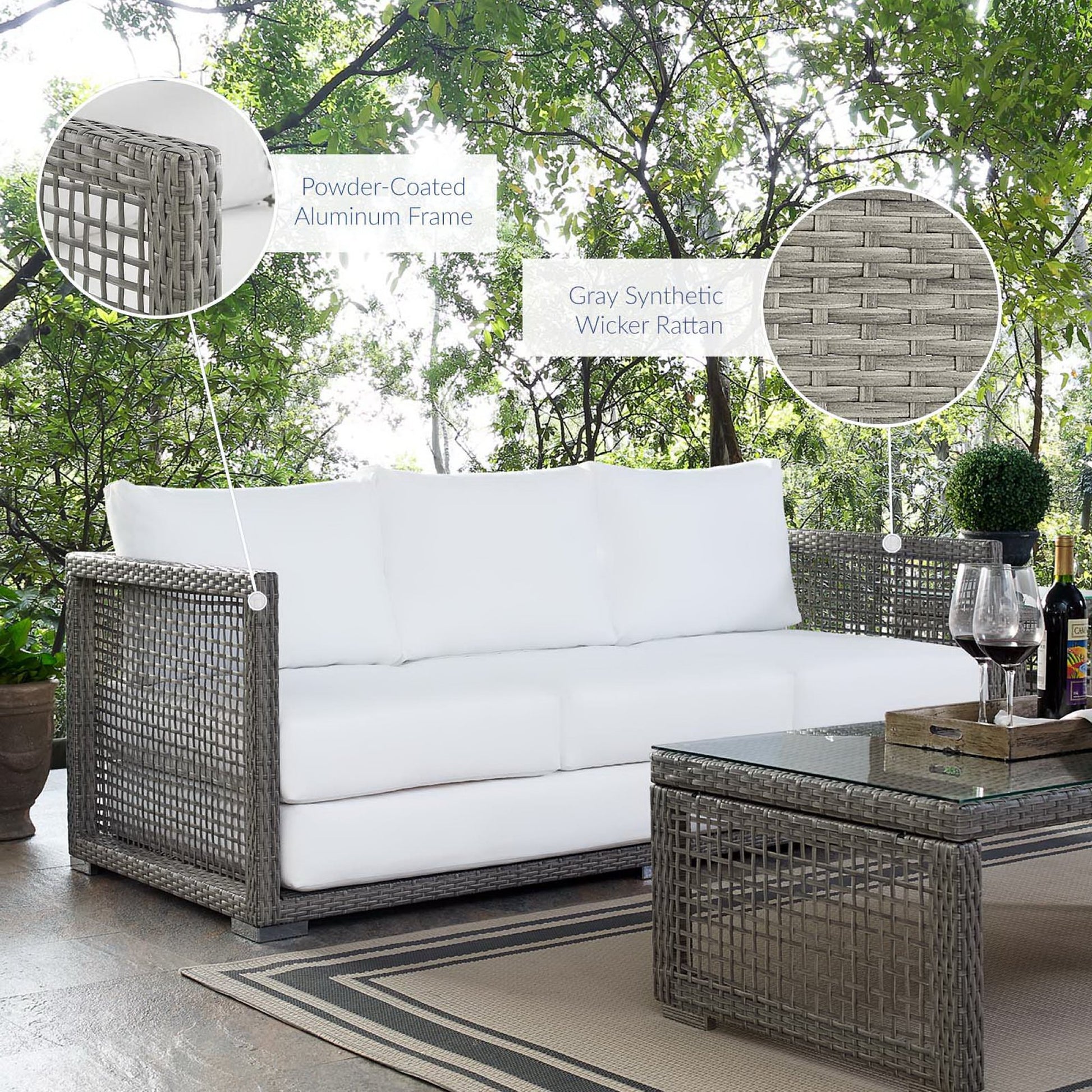 Aura Outdoor Patio Wicker Rattan sofá