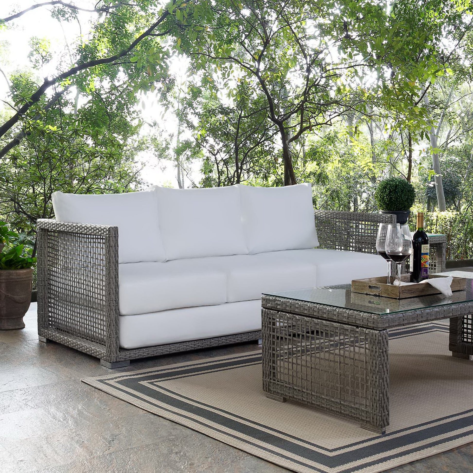 Aura Outdoor Patio Wicker Rattan sofá
