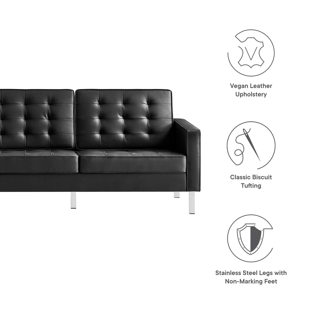 Loft Tufted Vegan Leather sofá