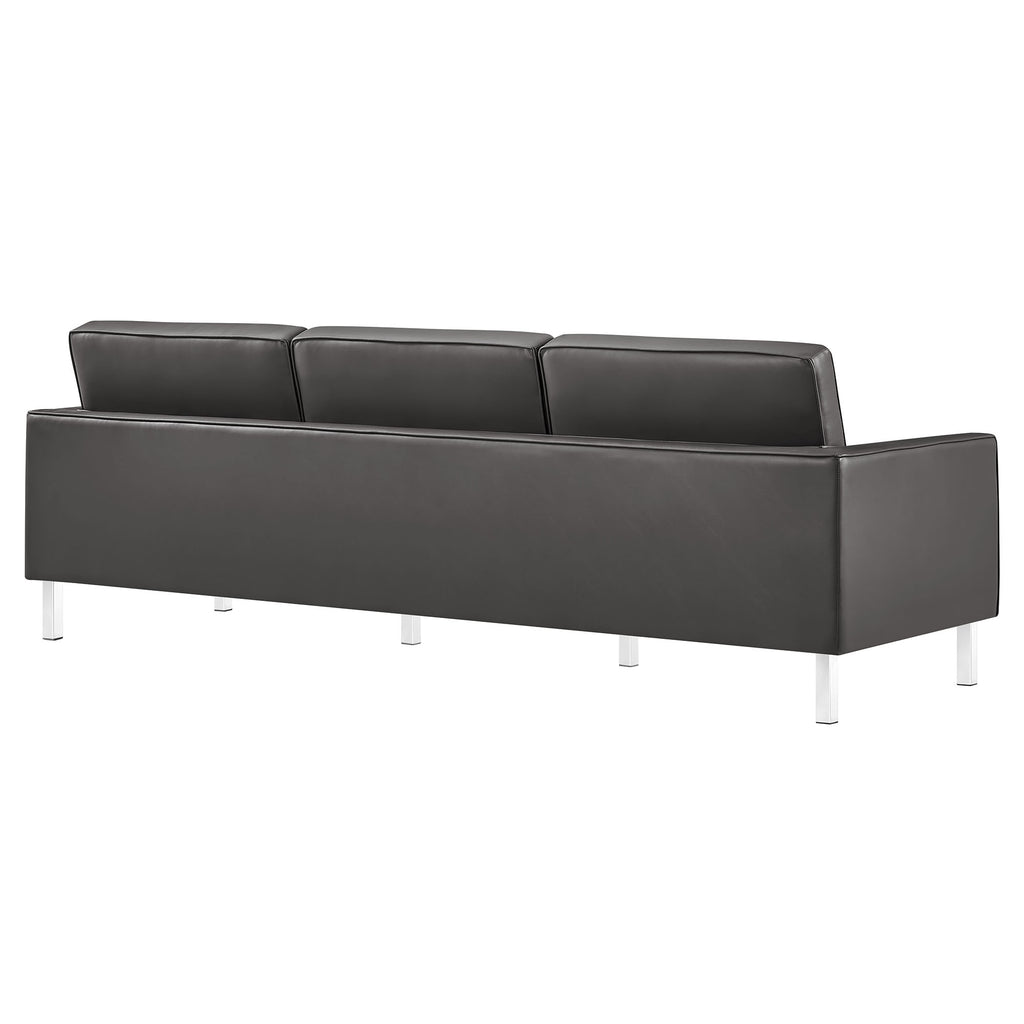 Loft Tufted Vegan Leather sofá and Ottoman Set