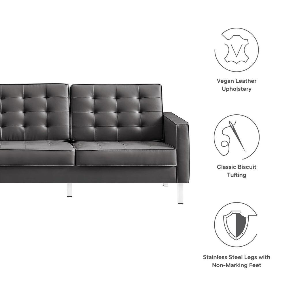 Loft Tufted Vegan Leather sofá