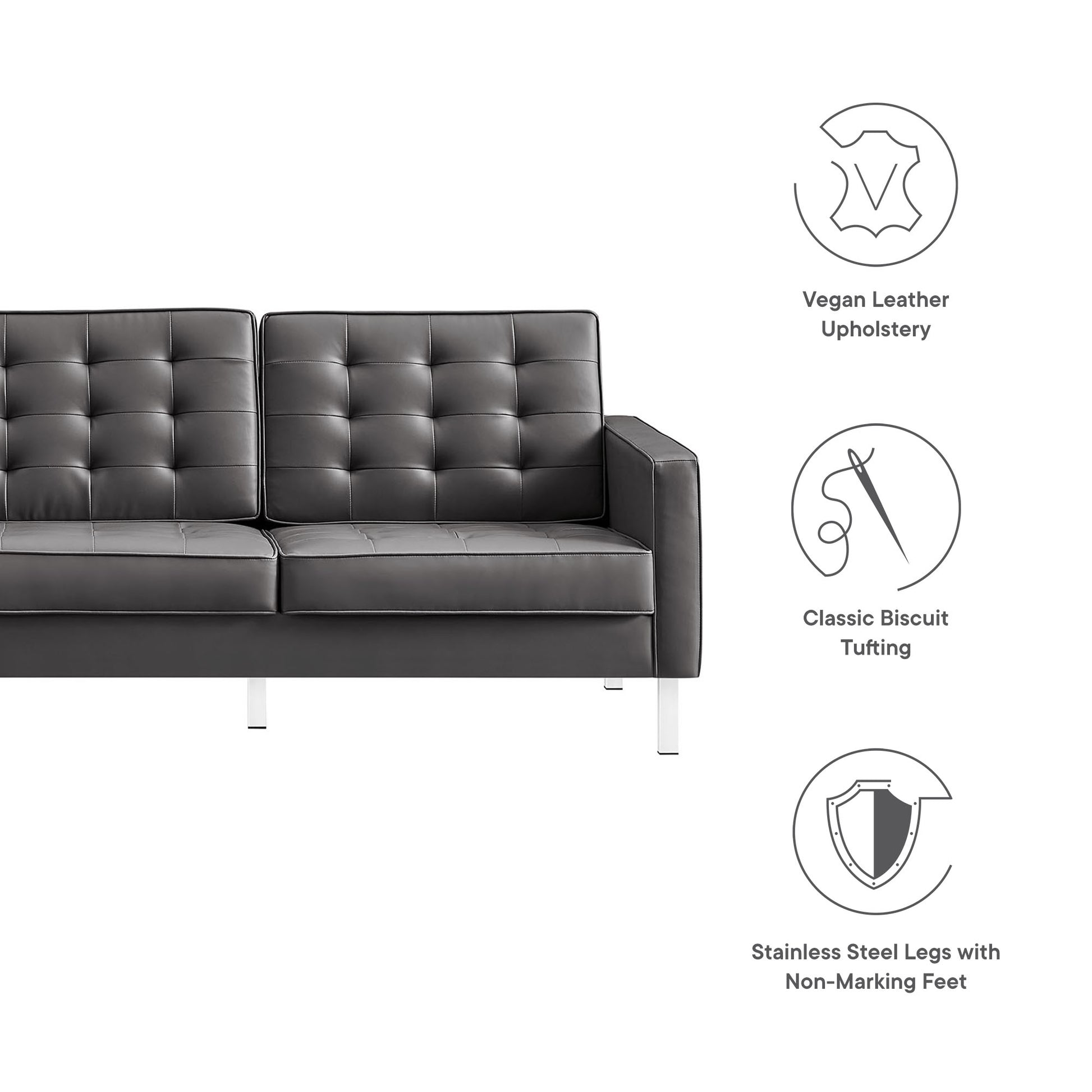 Loft Tufted Vegan Leather sofá