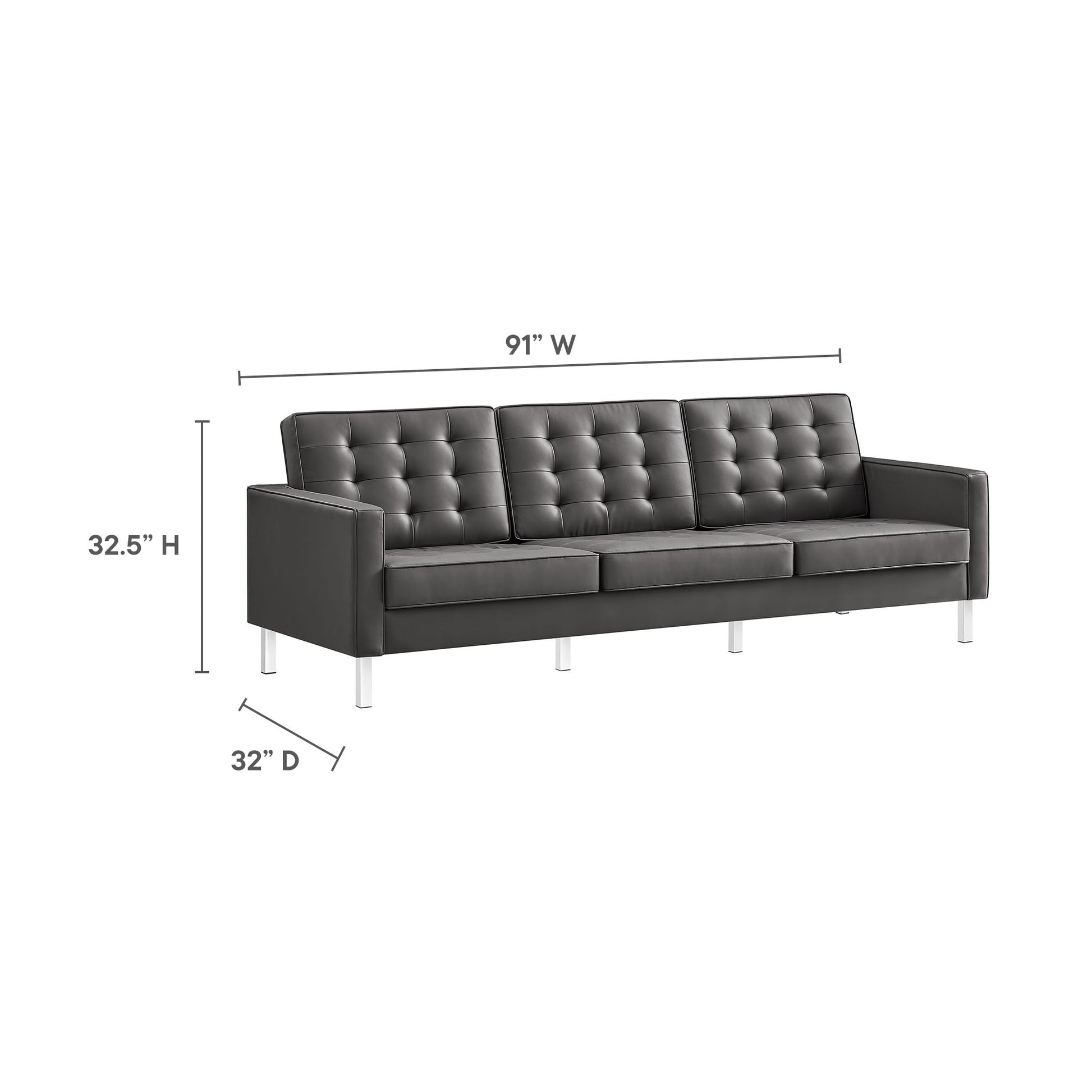 Loft Tufted Vegan Leather sofá and Ottoman Set