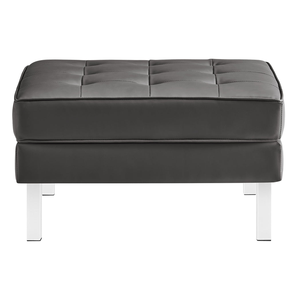 Loft Tufted Vegan Leather sofá and Ottoman Set