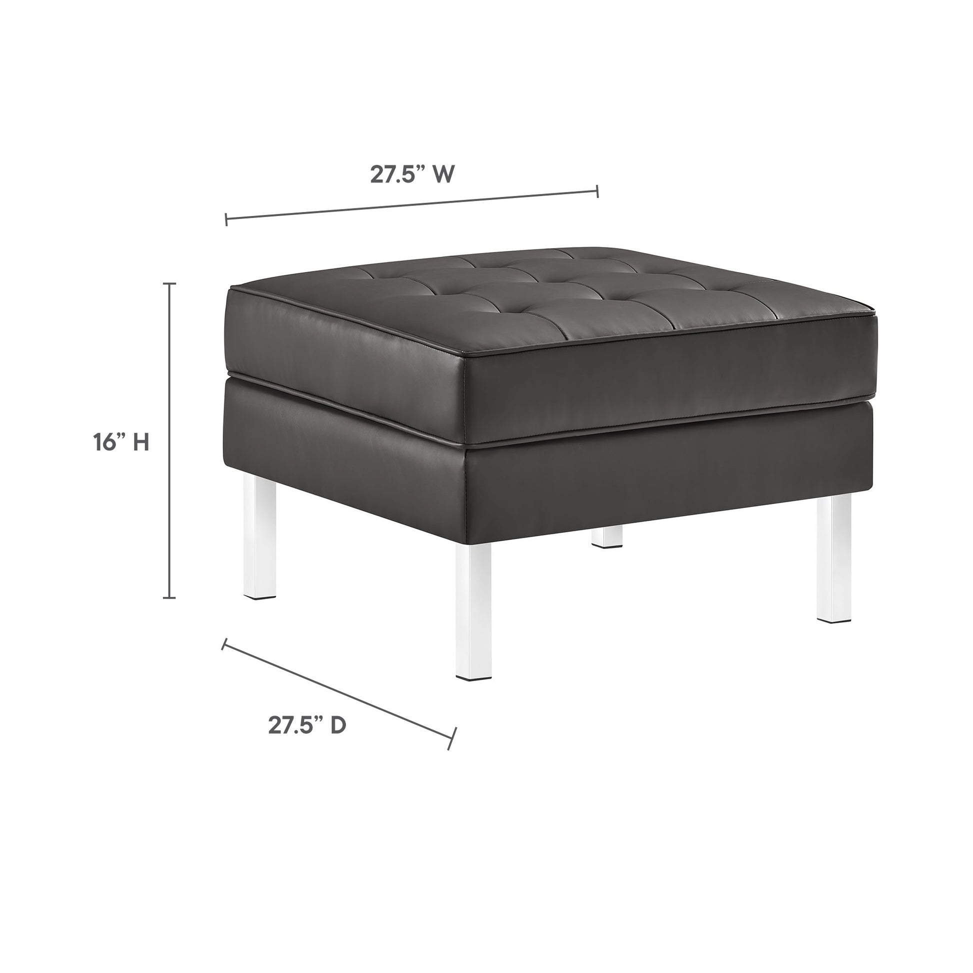 Loft Tufted Vegan Leather sofá and Ottoman Set