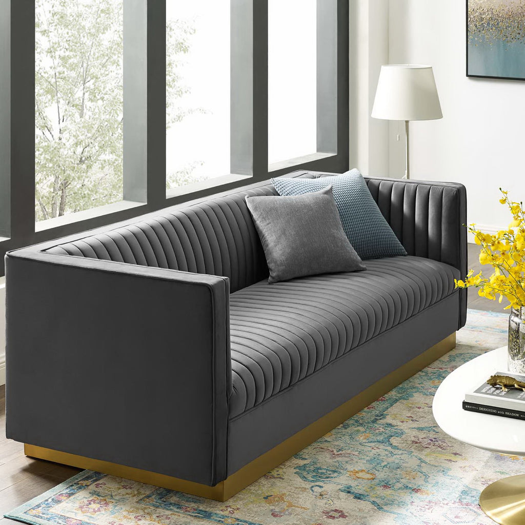Sanguine Vertical Channel Tufted Performance Velvet sofá