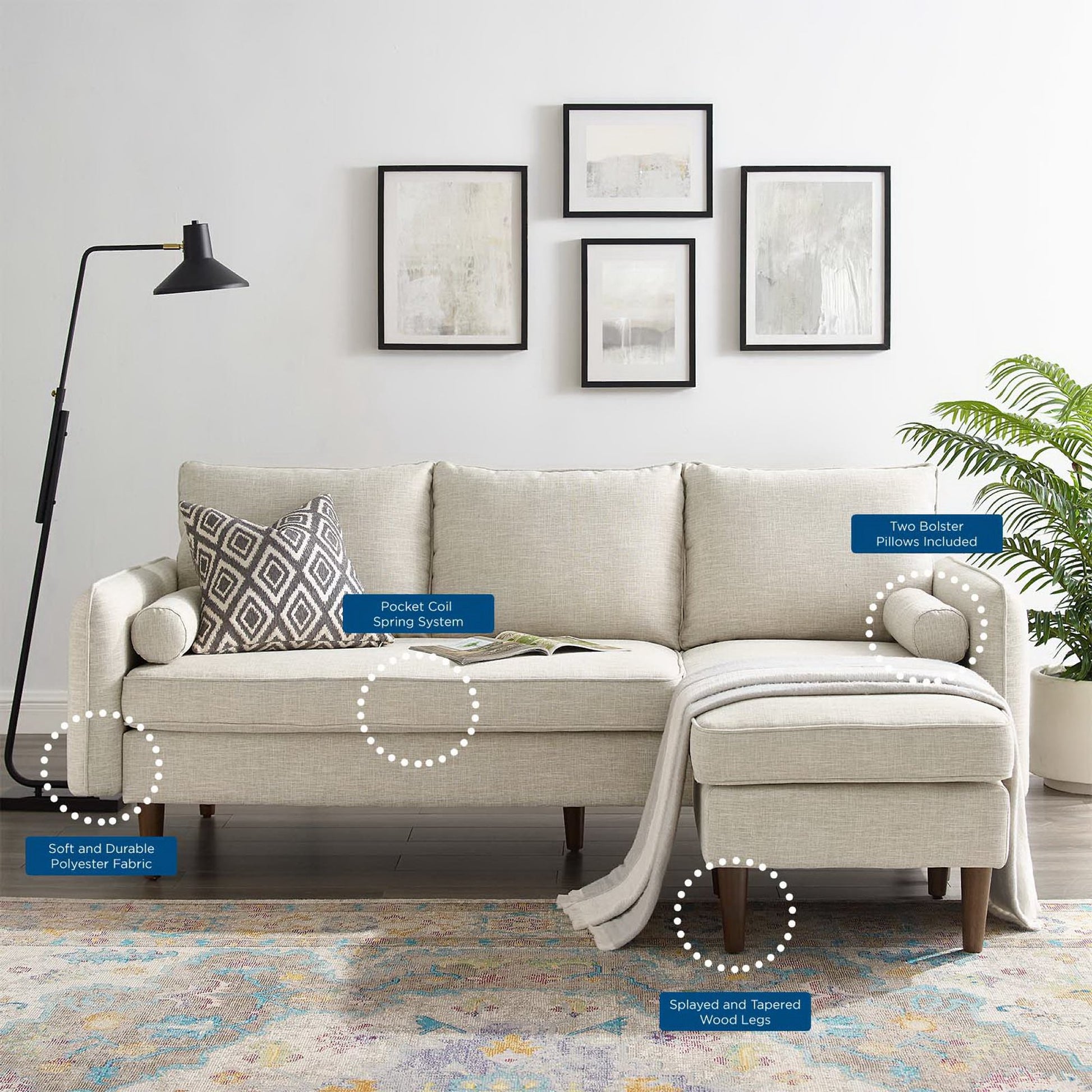 Revive Upholstered Right or Left Sectional sofá