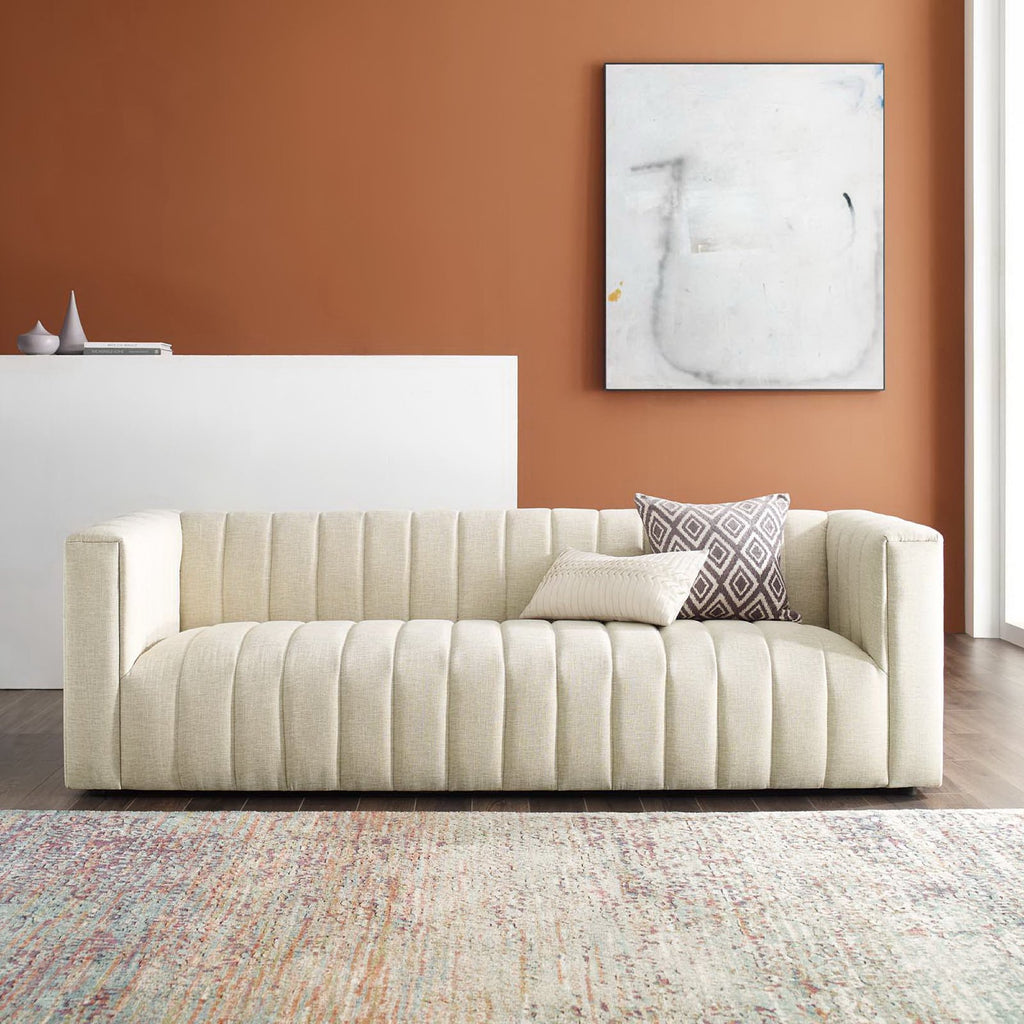 Reflection Channel Tufted Upholstered Fabric sofá