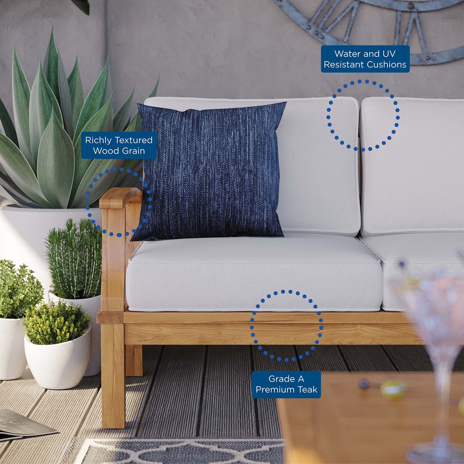 Marina Outdoor Patio Teak sofá