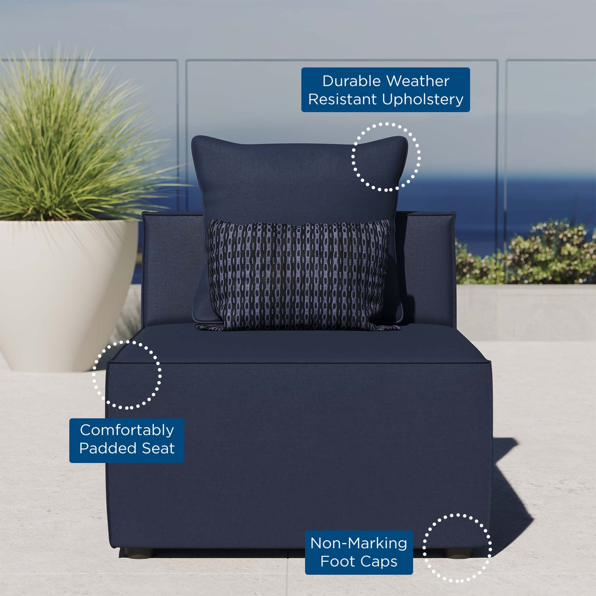 Saybrook Outdoor Patio Upholstered Sectional sofá Armless silla