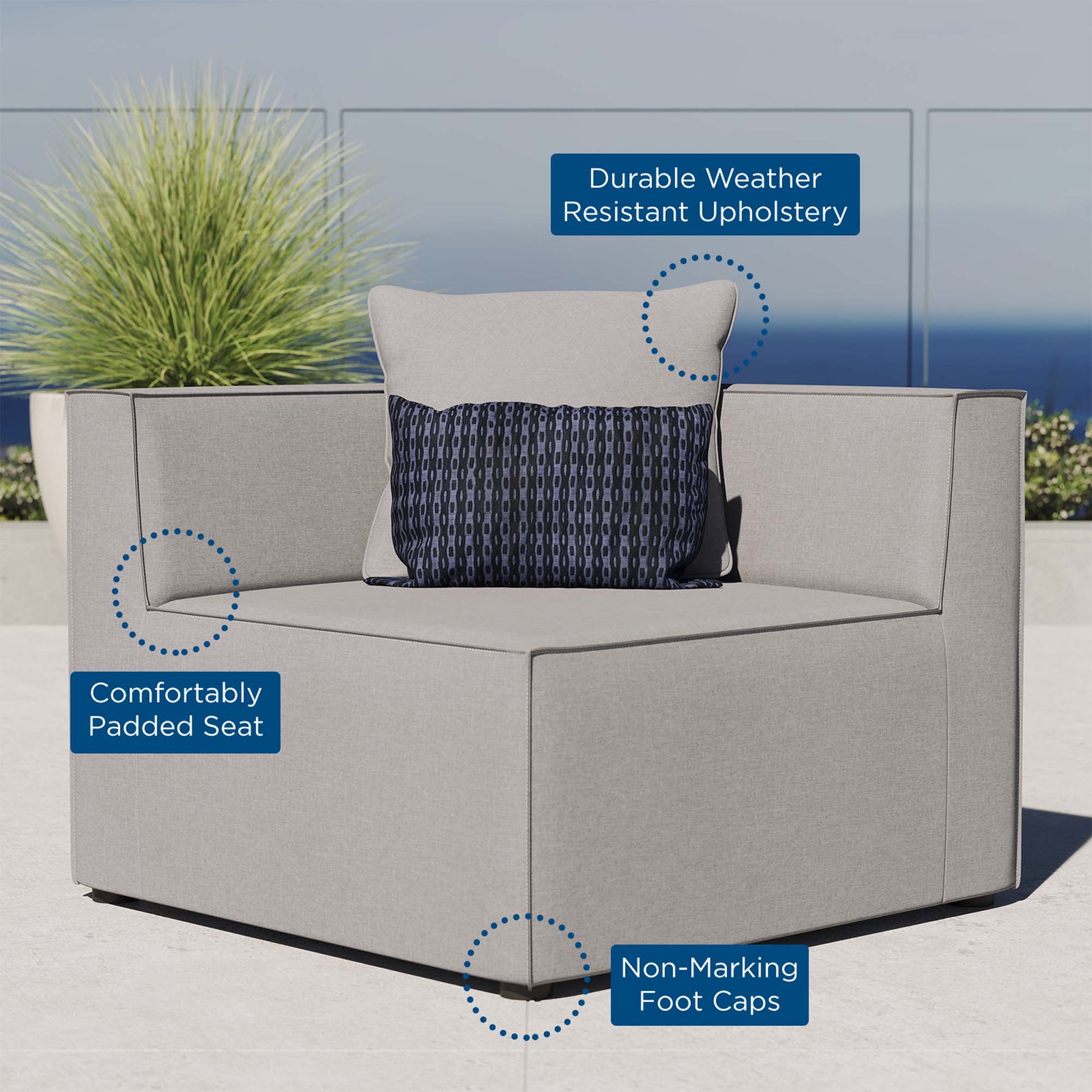 Saybrook Outdoor Patio Upholstered Sectional sofá Corner silla