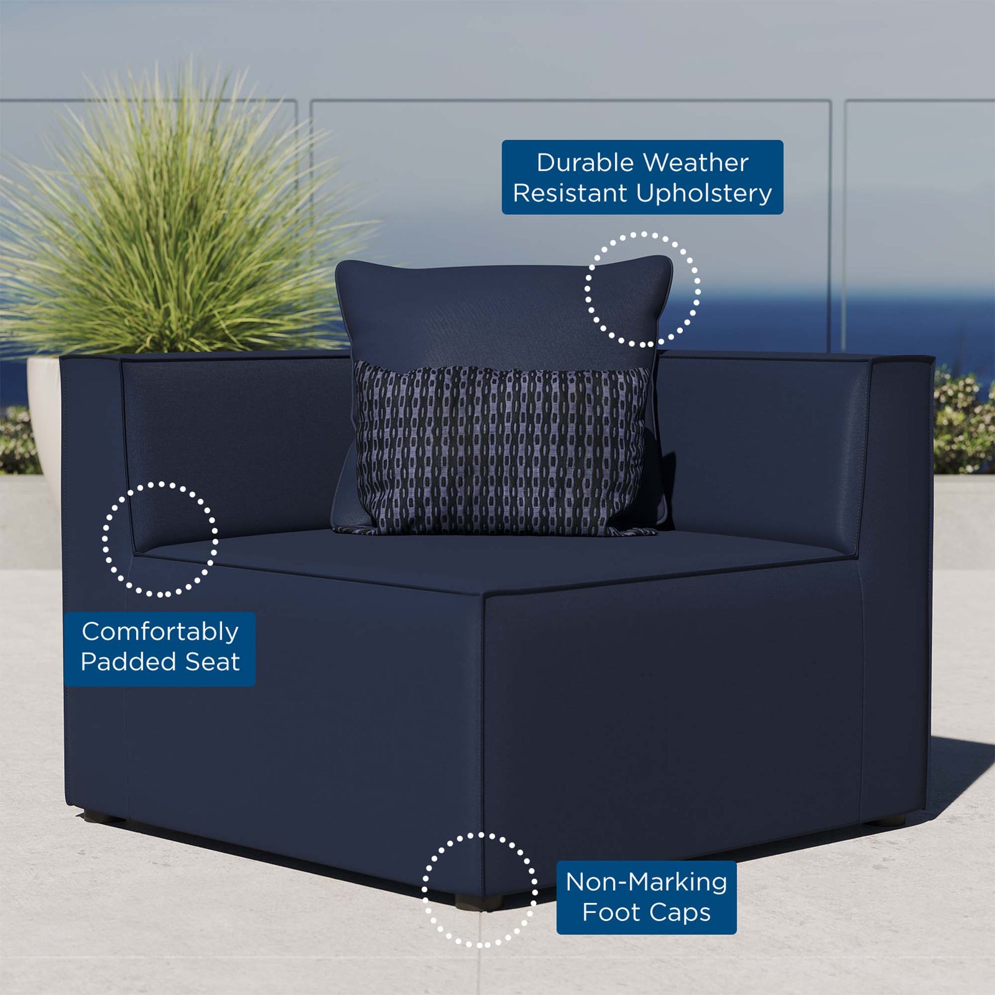 Saybrook Outdoor Patio Upholstered Sectional sofá Corner silla
