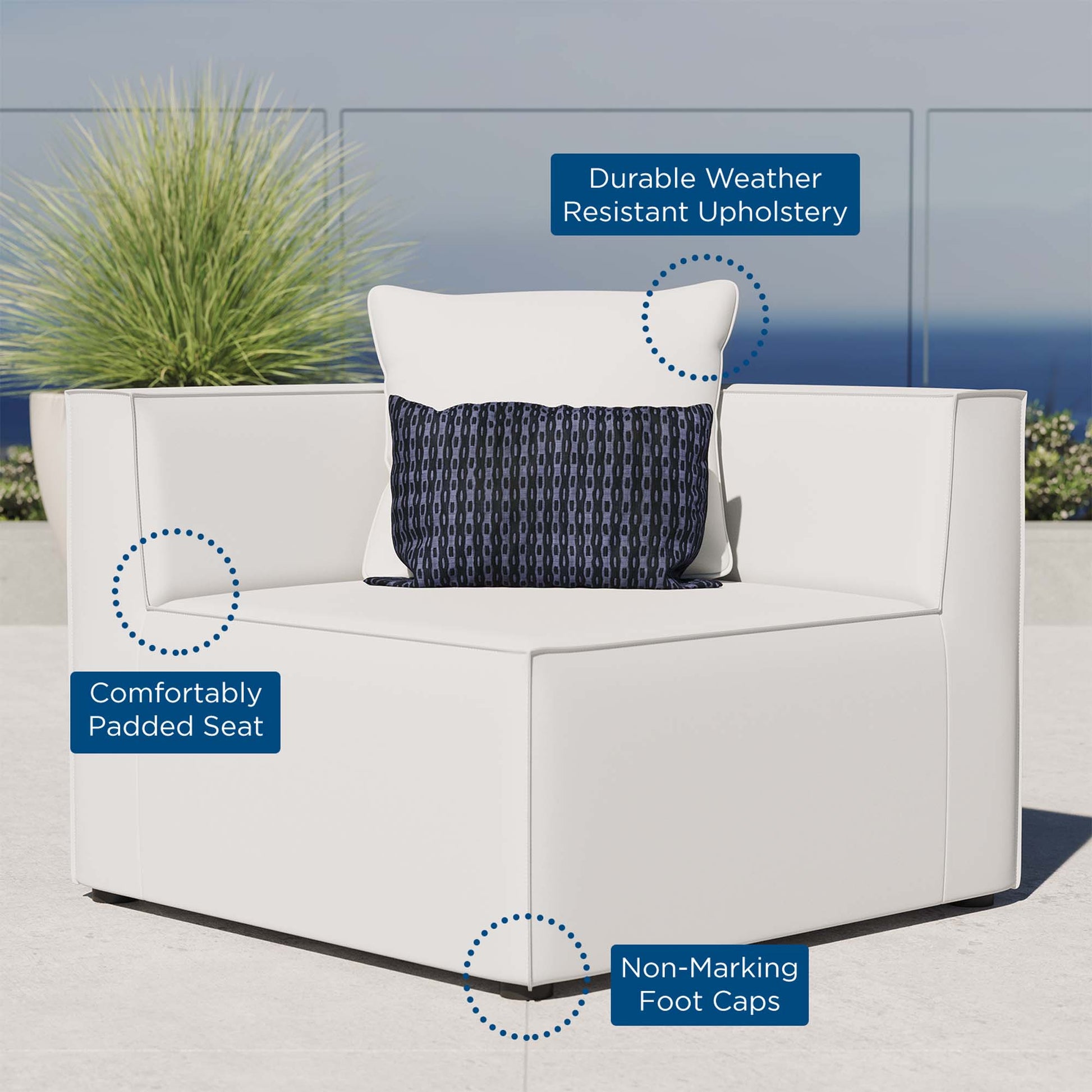 Saybrook Outdoor Patio Upholstered Sectional sofá Corner silla